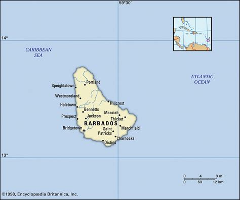 Карта Барбадоса описание страны география информация столица факты Атлас