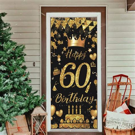 Buy Mocossmy Happy 60th Birthday Door Bannerlarge Black And Gold Happy Birthday Door Cover