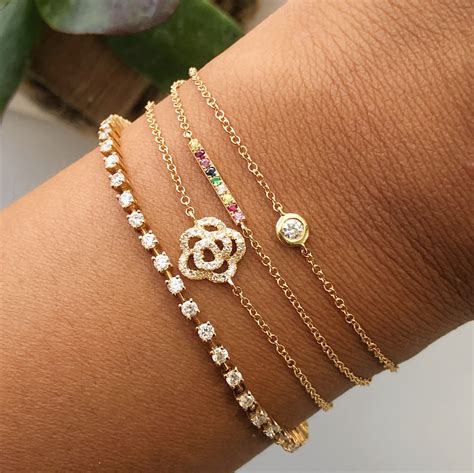 Kt White Gold Diamond Flower Bracelet Bracelets Shop By Style