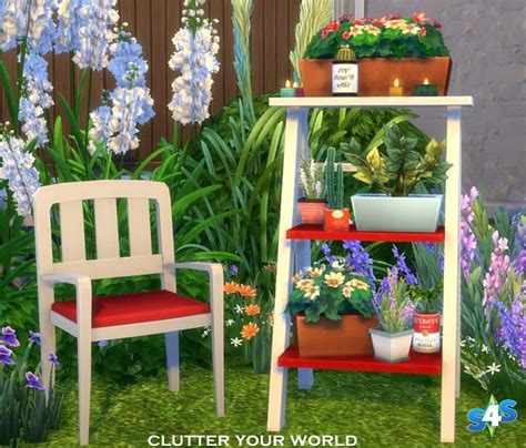 Backyard Stuff Ladder Shelf With 87 Slots By Om At Sims 4 Studio Sims