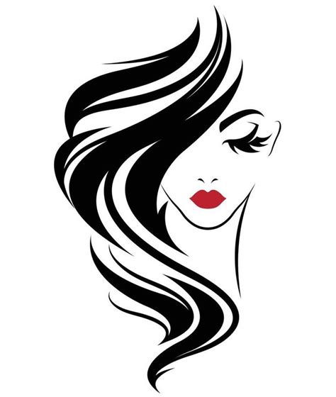 A Womans Face With Long Hair And Red Lips