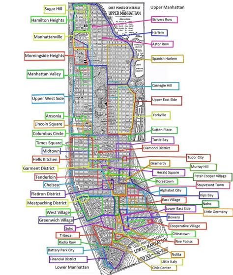 Neighborhoods Of Manhattan Maps And Charts Pinterest