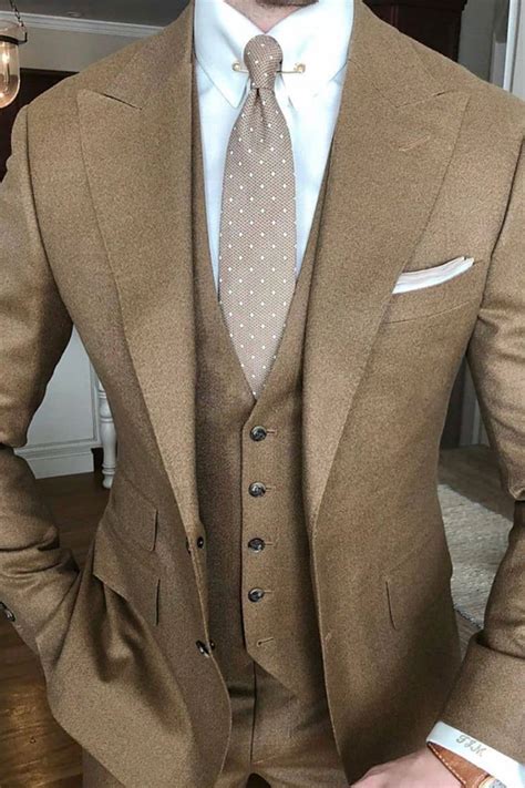 Light Brown Three Piece Suit Wedding Suits For Men Giorgenti Custom