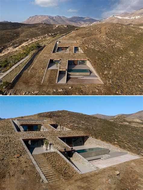 A Home Built Into The Hillside Of This Island Is Almost Invisible Underground Homes Unique