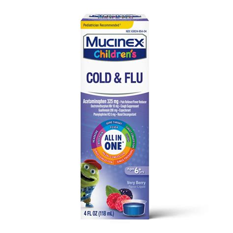 Mucinex Childrens Cold Cough And Sore Throat Liquid Mixed Berry 4oz