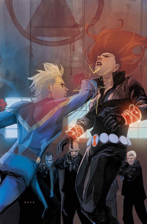 Captain Marvel Punching Black Widow Myconfinedspace