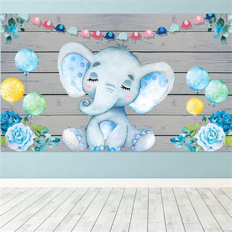 Blue Elephant Boy Baby Shower Decorations Supplies Large