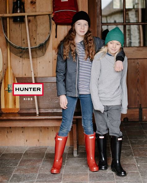 Hunter Original Kids Gloss Black Rubber Wellingtons Boots Girl