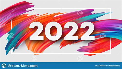 Calendar Header 2022 Number On Colorful Abstract Color Paint Brush