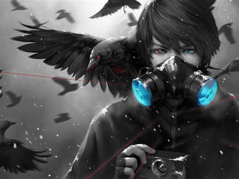 Desktop Wallpaper Anime Boy Dark Mask Crows Art Hd Image Picture