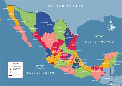 Mexico Mapa Con Estado Capital Y Ciudad Nombres Ciudad De Mexico Mapa