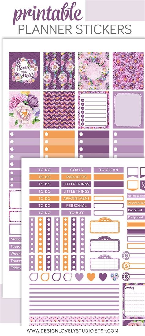 This Pretty Purple Printable Planner Stickers Kit Will Help You Plan