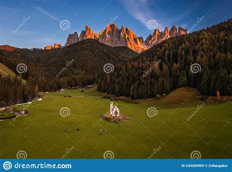 Val Di Funes In The Dolomites At Sunset South Tyrol Italy Royalty
