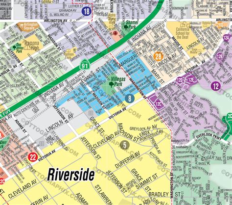Riverside City Map Ca 3 Versions Full West East Otto Maps