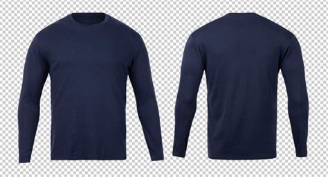 Premium Psd Navy Long Sleeve T Shirt Front And Back Mock Up Template