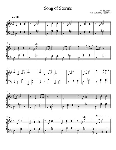 Download and print in pdf or midi free sheet music for the legend of zelda: Song of Storms -- Beginner Arrangement Sheet music for Piano (Solo) | Musescore.com