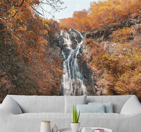 Autumn Waterfall Landscape Wall Mural Tenstickers