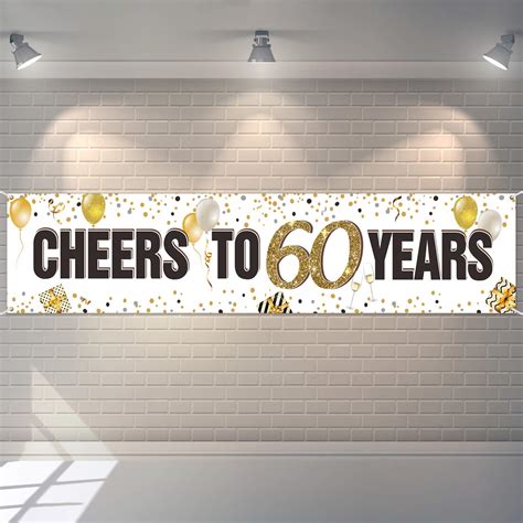 60th Birthday Party Banner Decoration Cheers To 60 Years Banner Sign