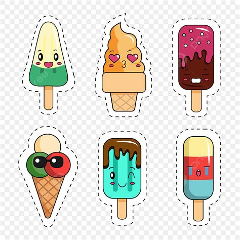Kawaii Ice Cream Vector Art Png Vector Illustration Doodle Kawaii Ice Cream Sticker Pack