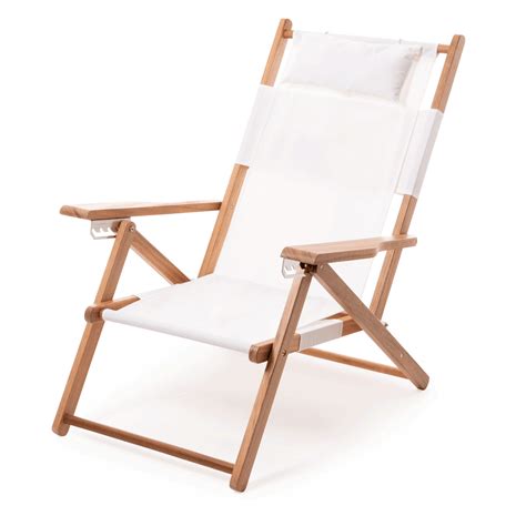 White Canvas Reclining Outdoor Beach Chair Hudson Grace