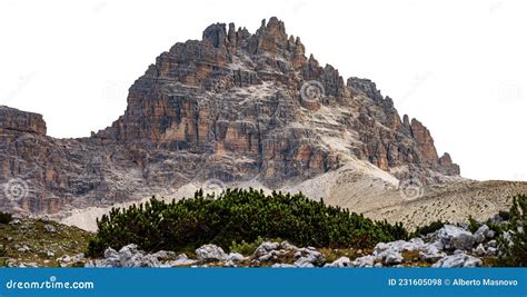 Pico Montanhoso De Sesto Dolomites Isolado Em Alpes De Fundo Branco Em