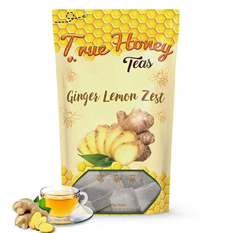 True Honey Lemon Ginger Tea Bags Honey Crystals Blended