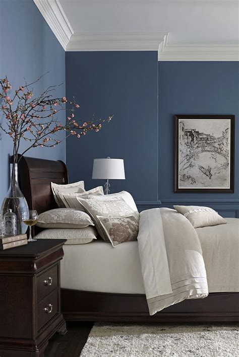 It feels happy yet calm, which is ideal for a space where clients are looking for comfort and come to wind down. — gideon mendelson, mendelson group Deep blues and mahogany | Best bedroom paint colors, Blue ...