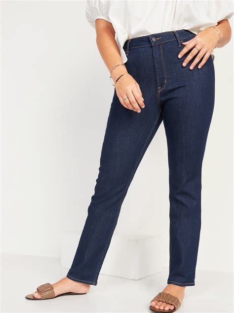 High Waisted Dark Wash Straight Leg Jeans For Women Old Navy
