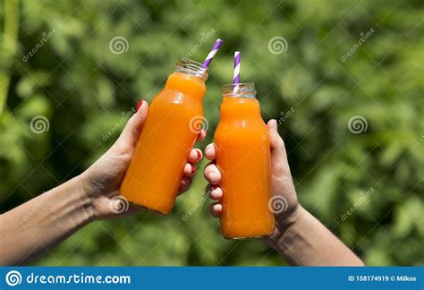 Summer Tasty And Refreshing Orange Juice With Straw Stock Image Image