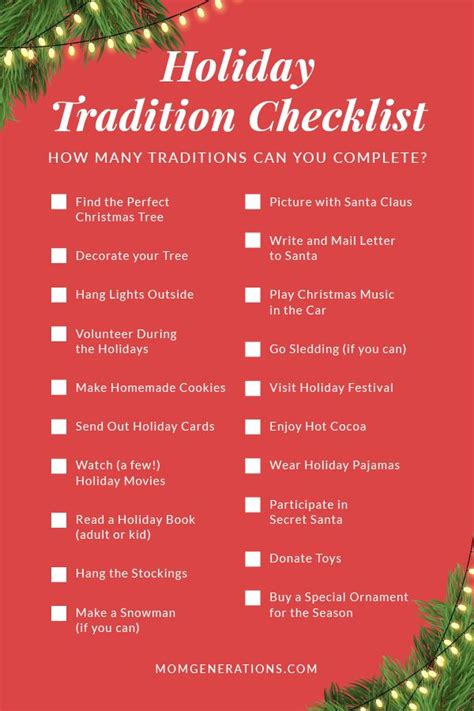 Holiday Tradition Checklist Stylish Life For Moms Holiday Traditions Christmas Checklist