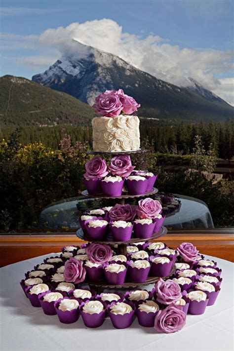 His N Hers Purple With Cup Cakes Purple Cupcakes Wedding Cakes With