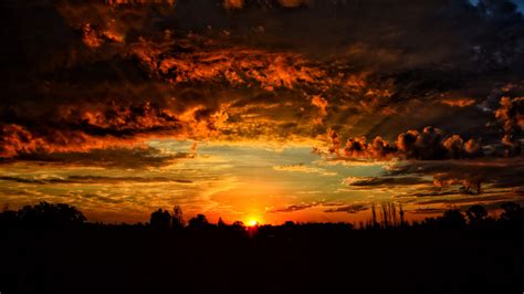 Sunset Clouds Orange Sky 4k