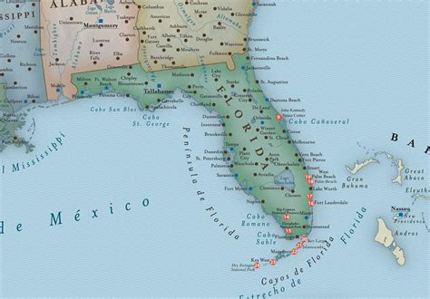 Mapa De La Florida Con Sus Ciudades United States Map States District