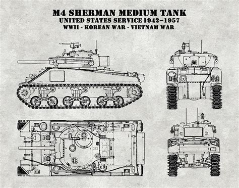 M4 Sherman Tank Poster Vers2 World War Ii Sherman Medium Tank M4