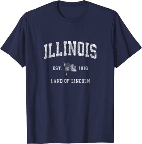 Illinois T Shirt Vintage Us Flag Sports Design Patriotic