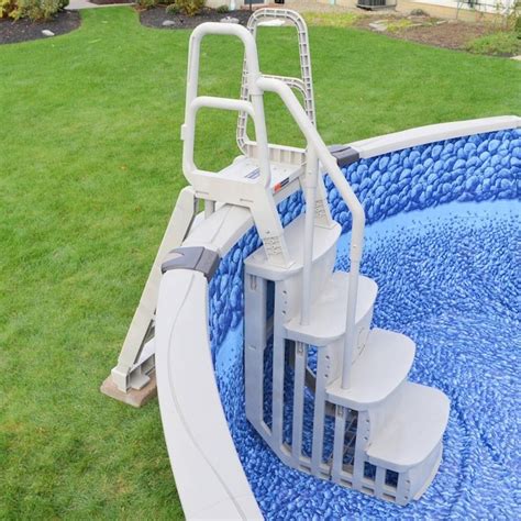 Main Access Plastic Drop In Pool Steps With Hand Rail In The Above