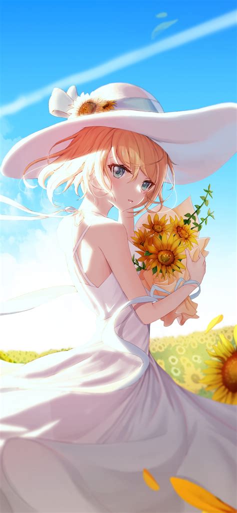 Anime girl Wallpaper 4K, Sunflowers, Sunny day, 5K, Fantasy, #2658