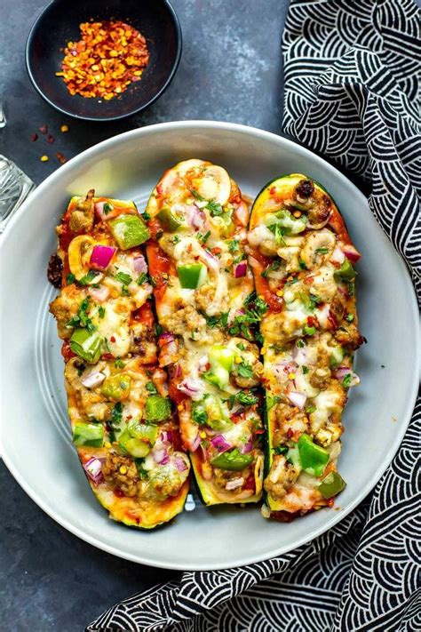Ingredients in zucchini pizza boats. Easy 30-Minute Zucchini Pizza Boats | The Girl on Bloor