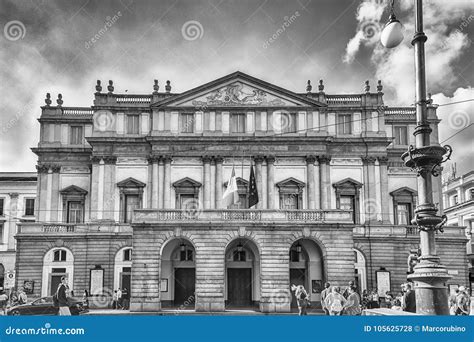 Facade Of La Scala Opera House In Milan Italy Editorial Stock Photo