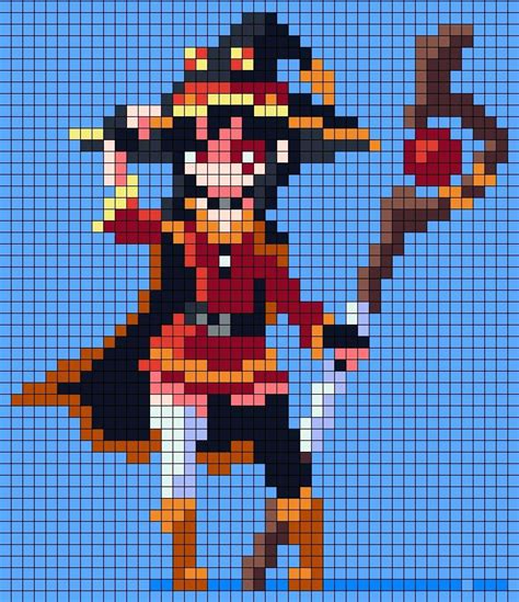 Megumin Pixel Art With Grid For Reddit Friends Minecraft Pixel Art