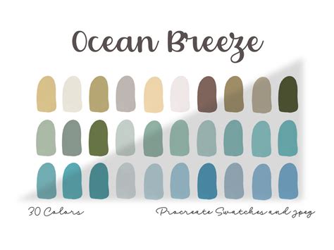 Ocean Breeze Procreate Color Palette Graphic By Mandalabunnydigital