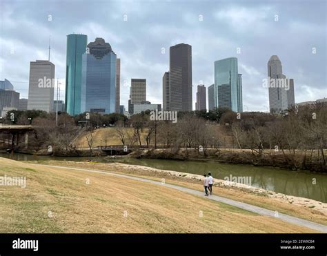 Houston Tx Usa February 27 2021 A View Of Buffalo Bayou Park With