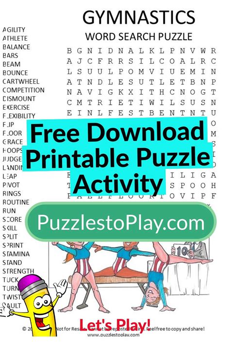 Gymnastics Word Search Puzzle Free Word Search Puzzles Free Puzzles Printable Puzzles Free
