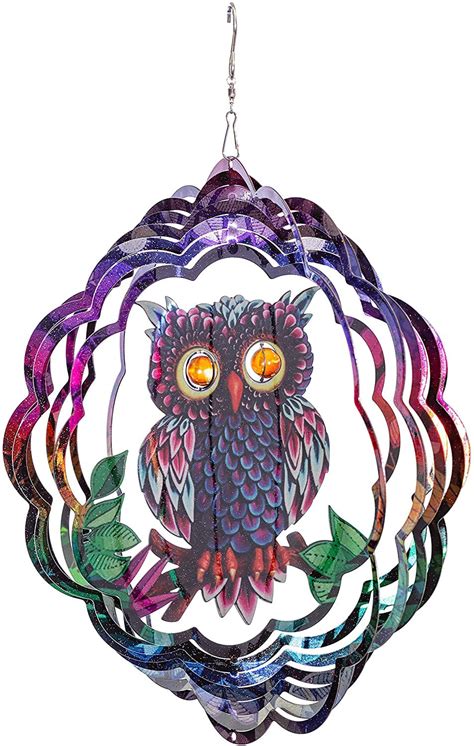 Vp Home Mystical Owl Kinetic 3d Metal Outdoor Garden Decor Wind Spinner
