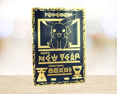 Ancient Pikachu Pokemon Gold Metal Card Etsy Uk