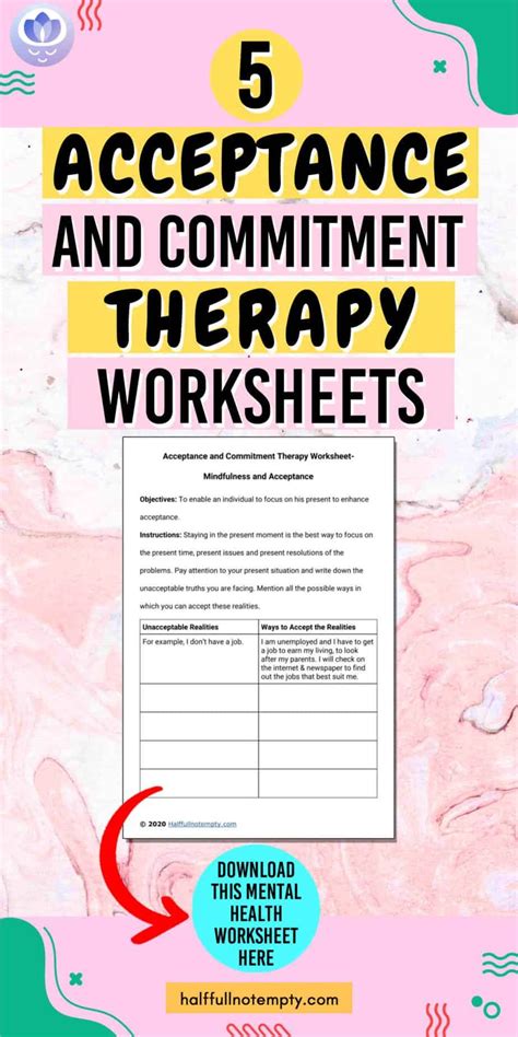 Acceptance And Commitment Therapy Worksheets