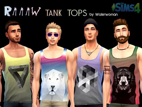 Raaaw Tank Tops For Males By Waterwomen At Akisima Sims 4 Updates