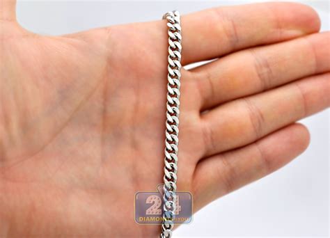 14k White Gold Miami Cuban Link Mens Chain 55 Mm 32 Inches