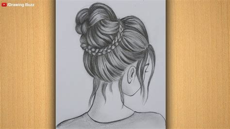 How To Draw A Girl With A Messy Bun Hair Step By Step Hair Drawing