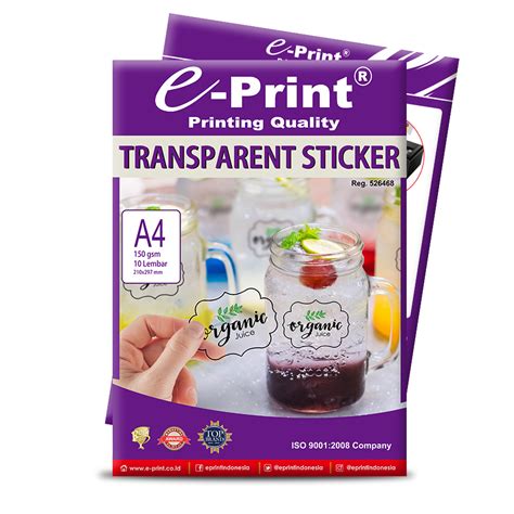 Transparent Sticker E Print Indonesia